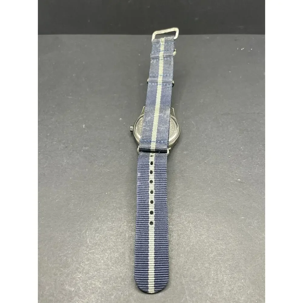 Infantry MDC Men's Military Field Watch Full Lume Cream Dial Blue Striped NATO